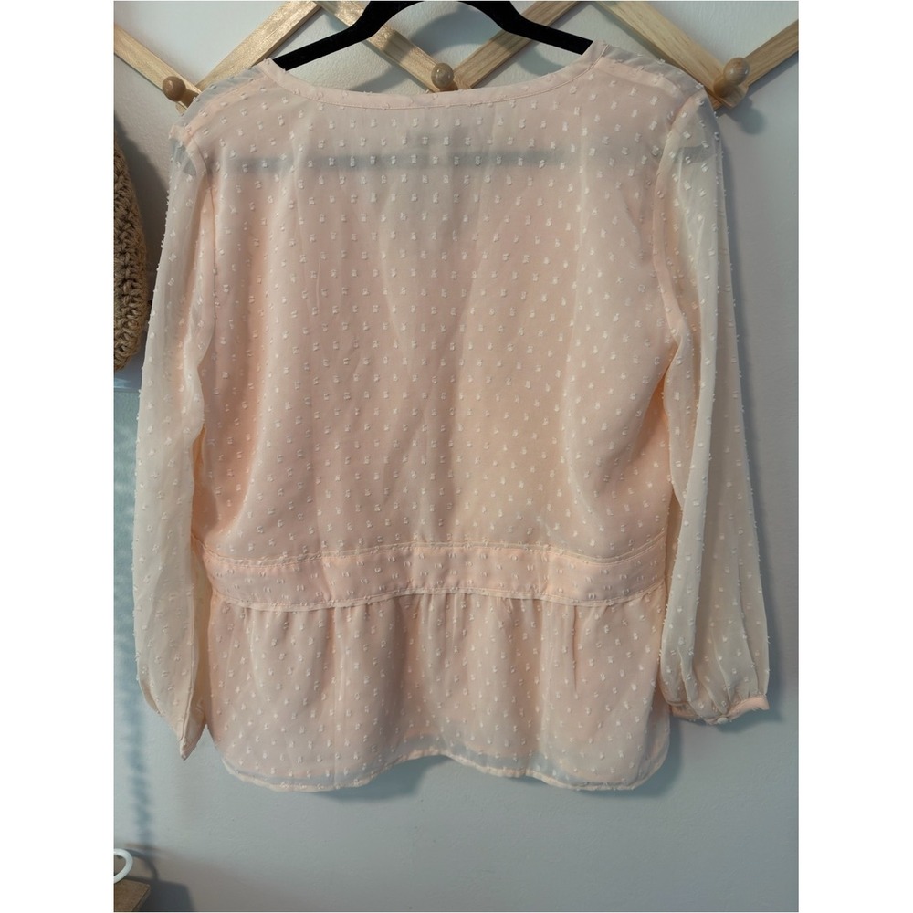 LOFT Swiss Dot Peplum Blouse Size S Peach‎ Pink NWT - Picture 6 of 6